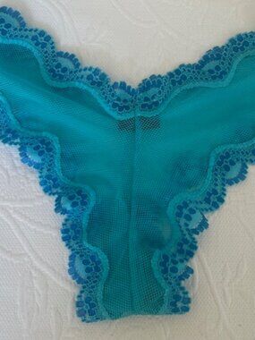 SEXY Little Victoria's Secret Sheer Lace BIKINI/panty in Turquoise Like New S/M